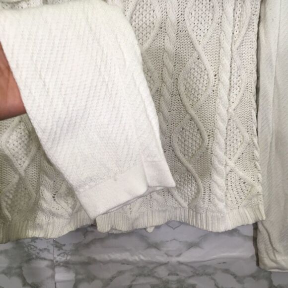 VINTAGE CABI CHUNKY CABLE KNIT LONG SLEEVE OPEN CARDIGAN SWEATER‎ WHITE MEDIUM - Picture 6 of 11